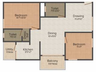 Srinidhi Sri Garnet Park (2BHK+2T (1,136 sq ft) 1136 sq ft)