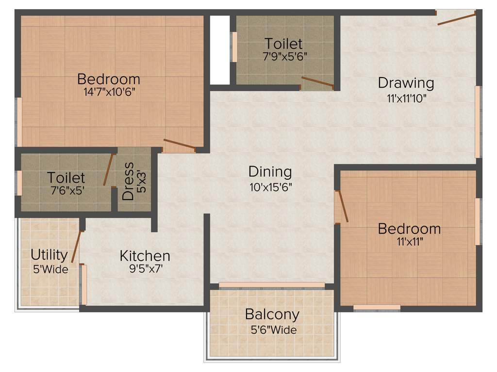 Srinidhi Sri Garnet Park (2BHK+2T (1,136 sq ft) 1136 sq ft)
