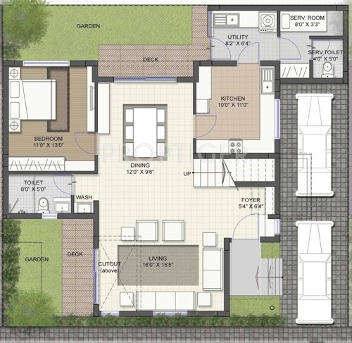 Voora Villa 96 (3BHK+4T (2,444 sq ft)   Servant Room 2444 sq ft)