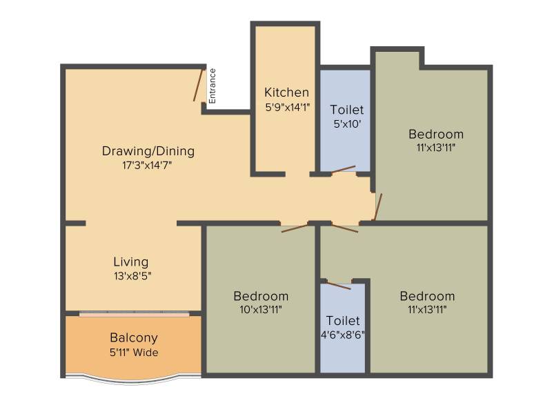 Parasrampuria Rohit Apartment (3BHK+3T (1,431 sq ft) 1431 sq ft)