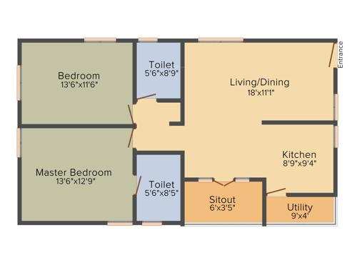 PNR Ushoodaya Eleganza (2BHK+2T (1,350 sq ft) 1350 sq ft)
