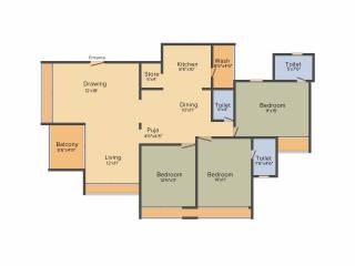 Dharmadev Neelkanth Riverview (3BHK+3T (1,600 sq ft) 1600 sq ft)