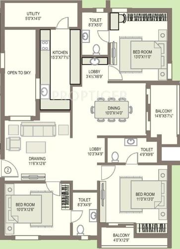 Alekhya Jasmine (3BHK+3T (1,695 sq ft) 1695 sq ft)