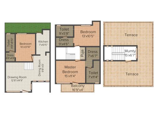 Collage Group Asteria Villas 3BHK+3T (1,772 sq ft) + Pooja Room Collage Group Asteria Villas 3BHK+3T (1,772 sq ft) + Pooja Room
