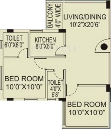 Sweet Sinjini Apartment (2BHK+2T (900 sq ft) 900 sq ft)