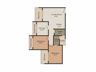 Dwisha Classic Tower (2BHK+2T (1,035 sq ft) 1035 sq ft)