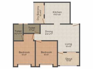 Aryavart Dream Homes (2BHK+2T (954 sq ft) 954 sq ft)