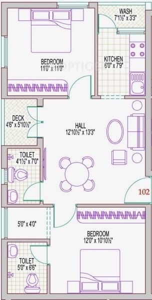 Ashok Skanda (2BHK+2T (935 sq ft) 935 sq ft)