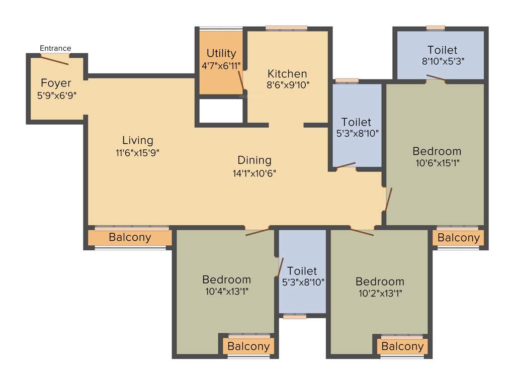 Sobha Heritage (3BHK+3T (1,612 sq ft) 1612 sq ft)