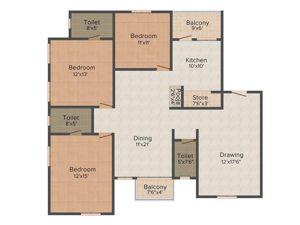 Himalaya Oasis (3BHK+3T (2,340 sq ft)   Pooja Room 2340 sq ft)