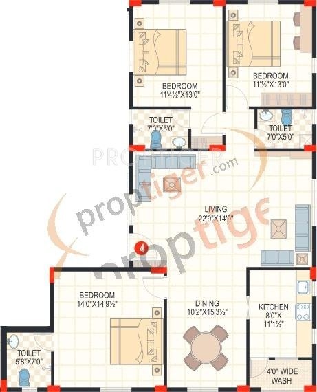 Cecon Manor (3BHK+3T (1,550 sq ft) 1550 sq ft)