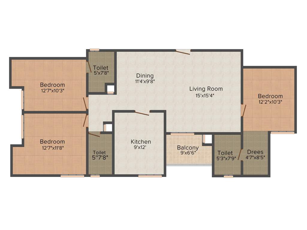 Hoysala Royal Heights (3BHK+3T (1,608 sq ft) 1608 sq ft)