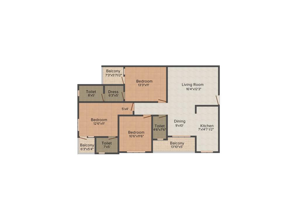 Unique Emerald (3BHK+3T (1,591 sq ft) 1591 sq ft)