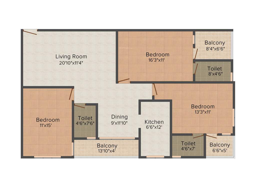Unique Emerald (3BHK+3T (1,657 sq ft) 1657 sq ft)