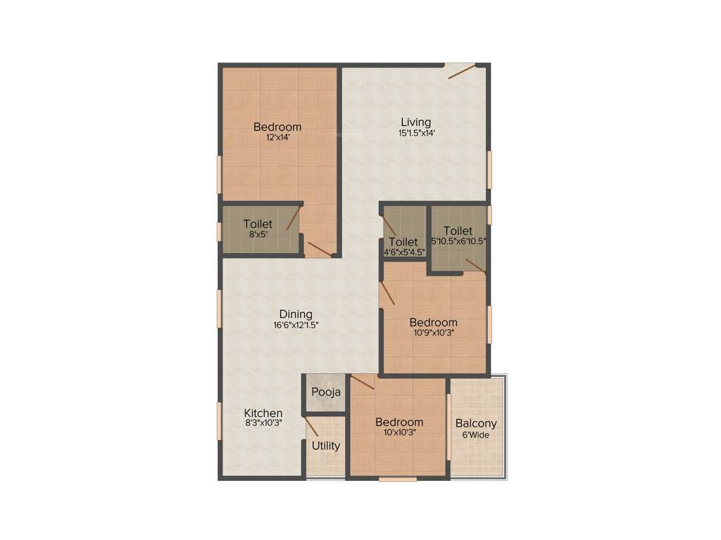 Aryamitra Aerium (3BHK+3T (1,620 sq ft) + Pooja Room 1620 sq ft)