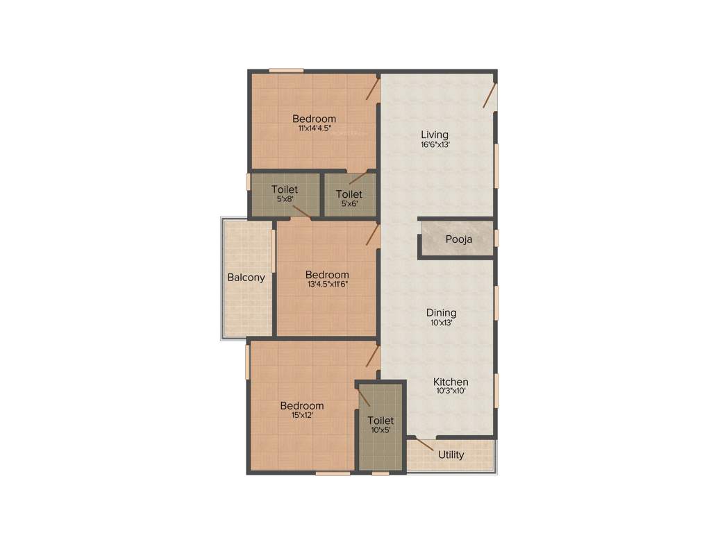 Aryamitra Aerium (3BHK+3T (1,760 sq ft) + Pooja Room 1760 sq ft)