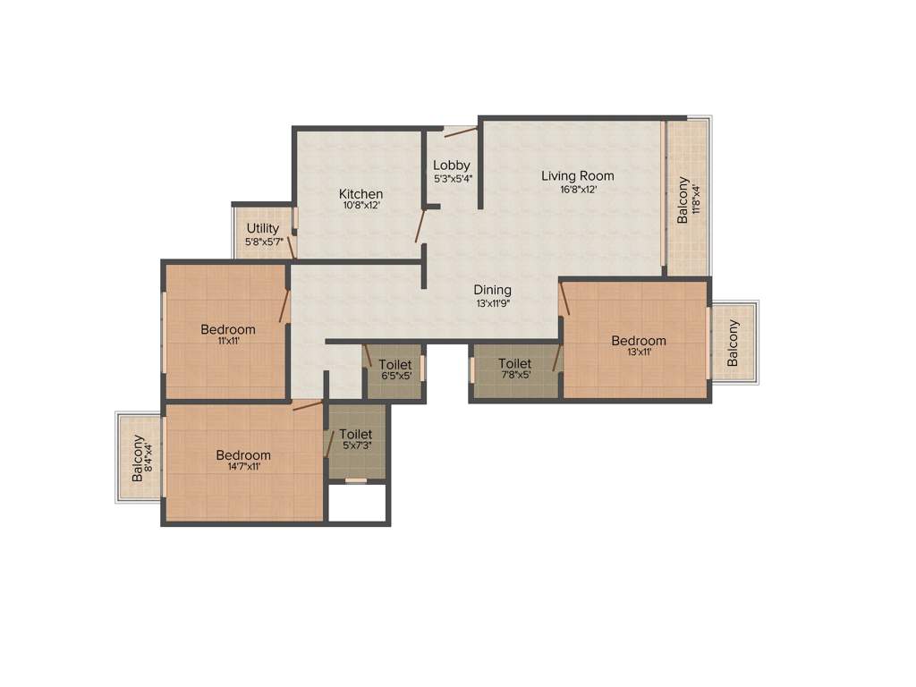 Sree Properties Casa Grande (3BHK+3T (1,654 sq ft) 1654 sq ft)