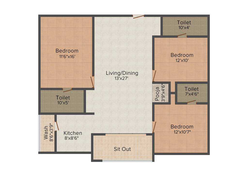 Anuhar Orange Springs (3BHK+3T (1,566 sq ft) 1566 sq ft)