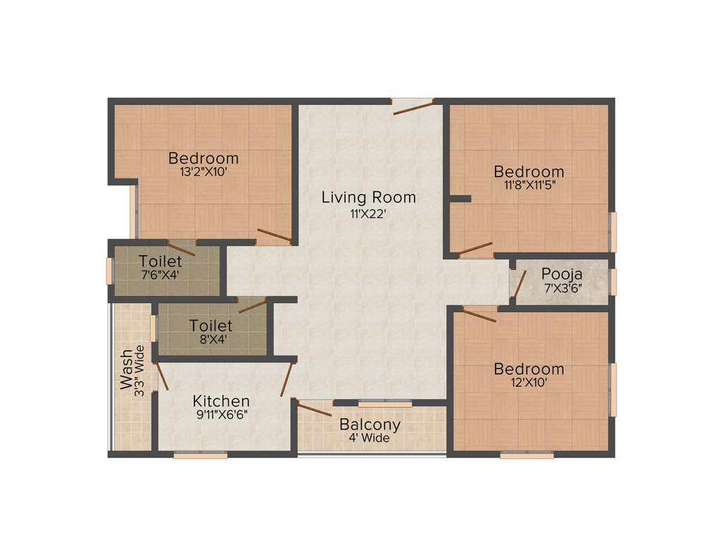 EAPL Sri Tirumala Flora (3BHK+2T (1,404 sq ft) 1404 sq ft)