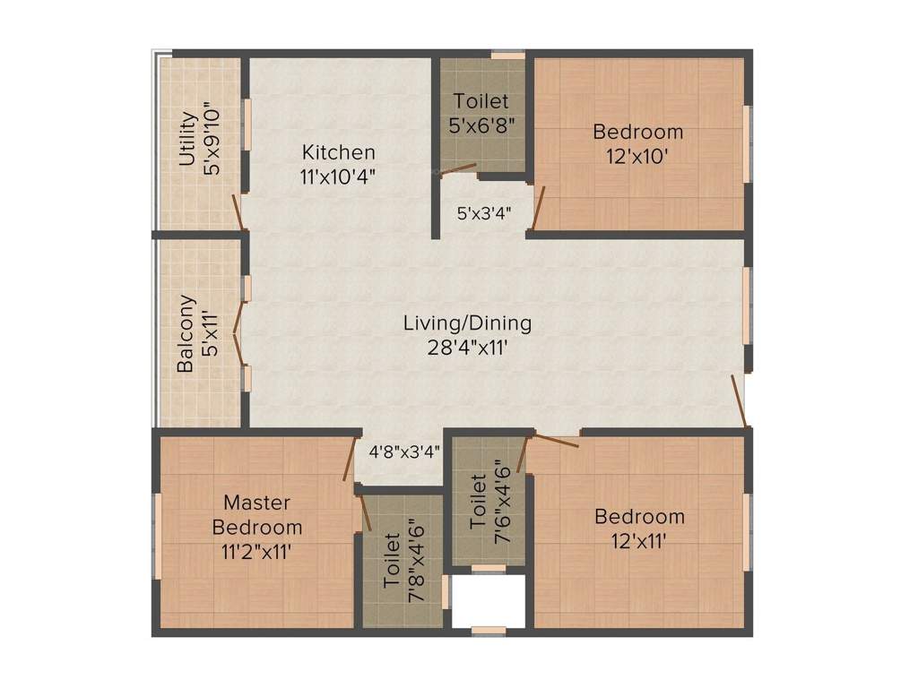 DS Signature (3BHK+3T (1,516 sq ft) 1516 sq ft)