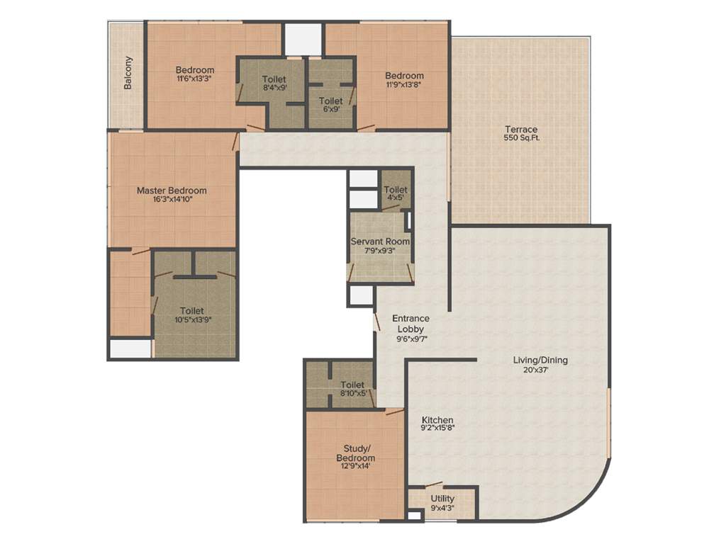 Marvel Escaso (4BHK+4T (3,825 sq ft) Servant Room 3825 sq ft)