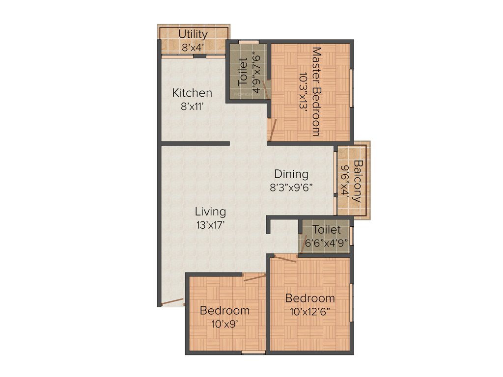SV Marvel (3BHK+2T (1,285 sq ft) 1285 sq ft)