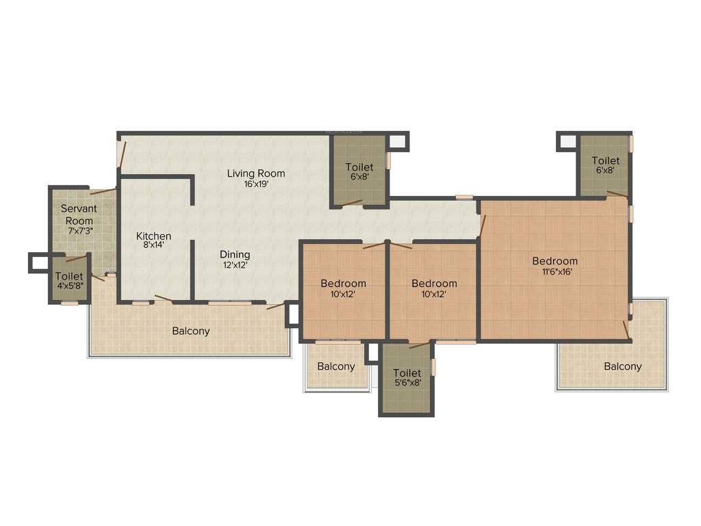 Ansal Heights (3BHK+3T (1,935 sq ft) + Study Room 1935 sq ft)