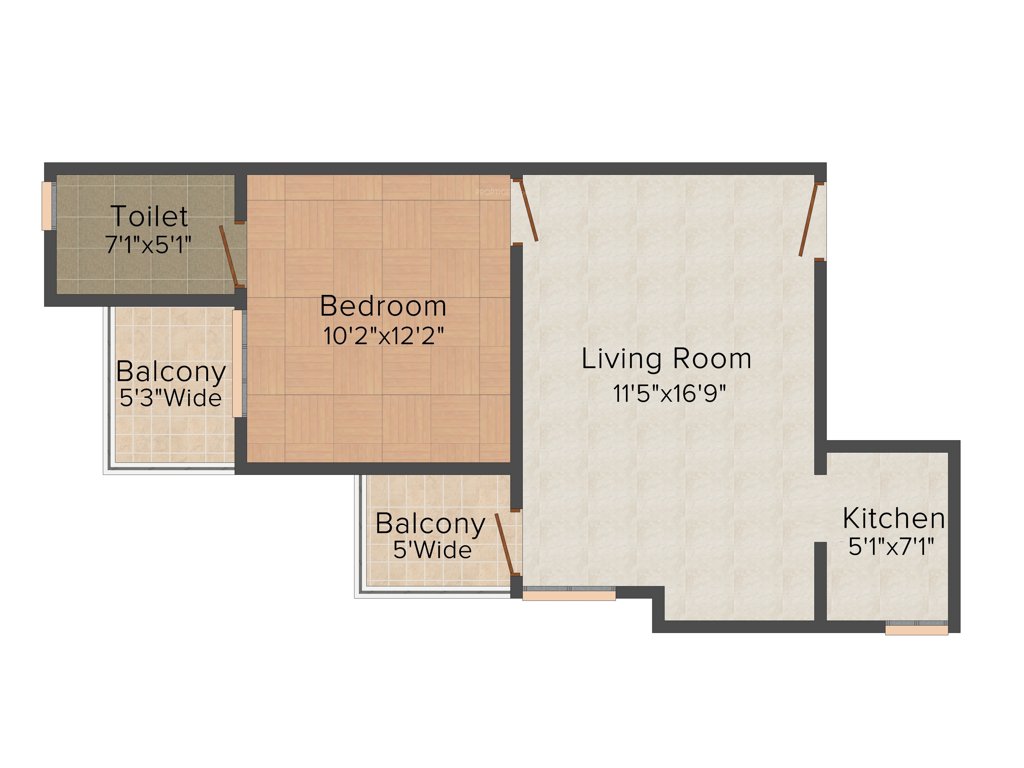 Tulsi Aura (1BHK+1T (635 sq ft) 635 sq ft)