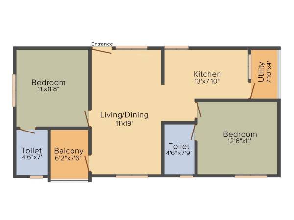 NR White Meadows (2BHK+2T (1,029 sq ft) 1029 sq ft)