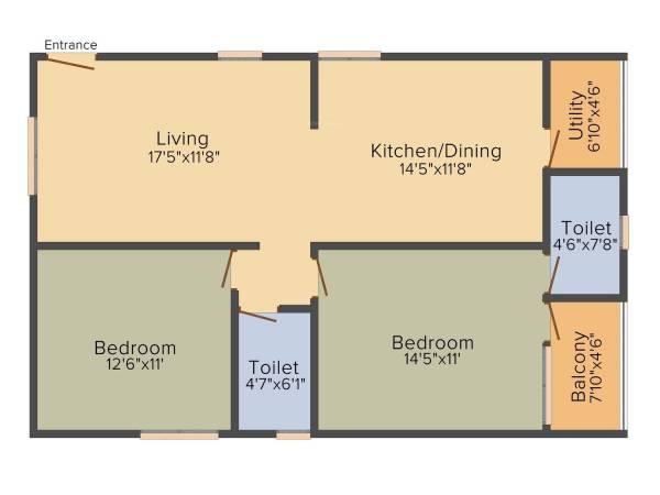 NR White Meadows (2BHK+2T (1,145 sq ft) 1145 sq ft)