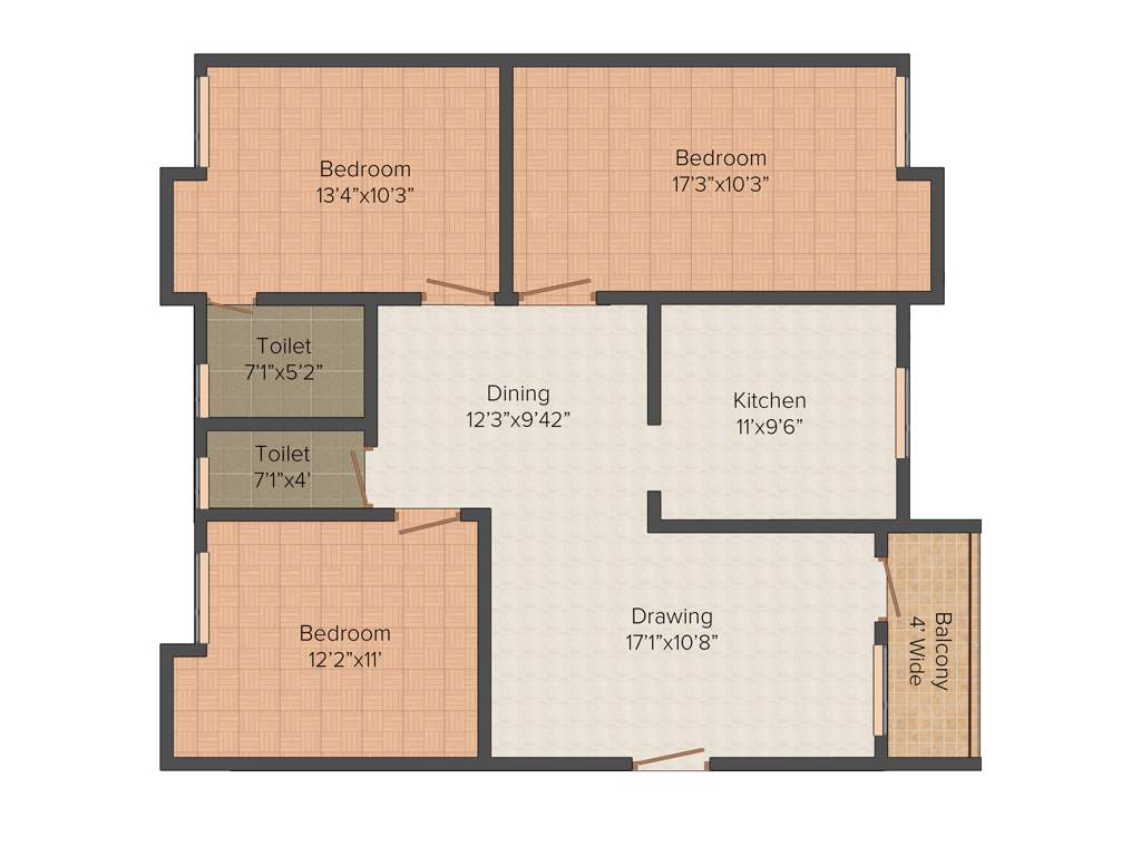 Jai Vinayak Vinayak Pride (3BHK+2T (1,400 sq ft) 1400 sq ft)