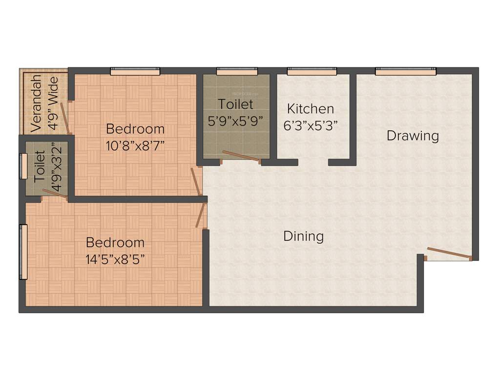 Ascon Shree Tower VII (2BHK+1T (1,035 sq ft) 1035 sq ft)