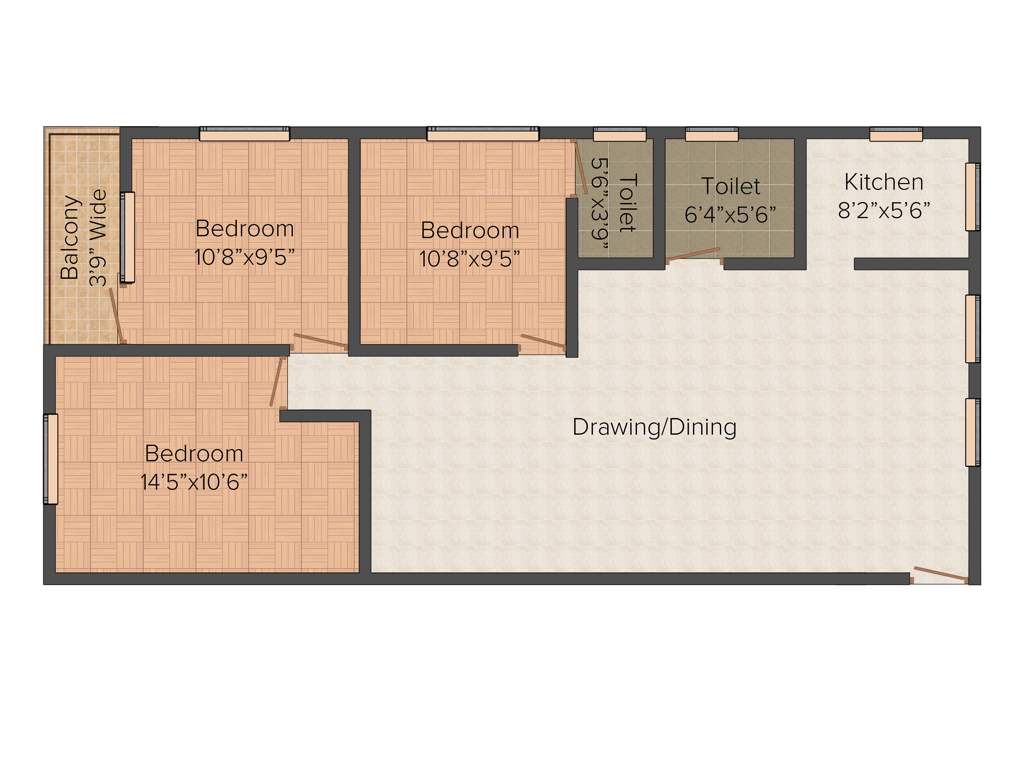 Ascon Shree Tower VII (3BHK+2T (1,402 sq ft) 1402 sq ft)