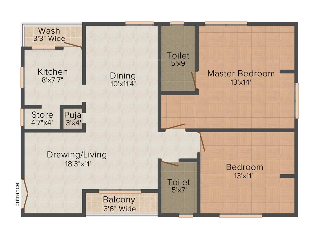 Asvasidh Nest 2 (2BHK+2T (1,360 sq ft) Pooja Room 1360 sq ft)