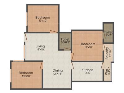 Ms Agrawal Construction Co Sagar Golden Palm 3BHK+2T (1,200 sq ft)