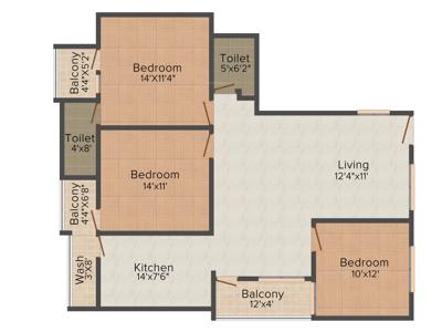 Ms Agrawal Construction Co Sagar Golden Palm 3BHK+2T (1,500 sq ft)
