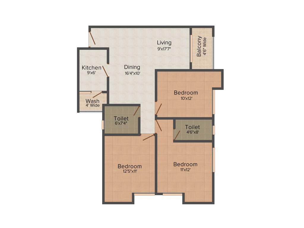 Merlin Legacy (3BHK+2T (1,476 sq ft) 1476 sq ft)