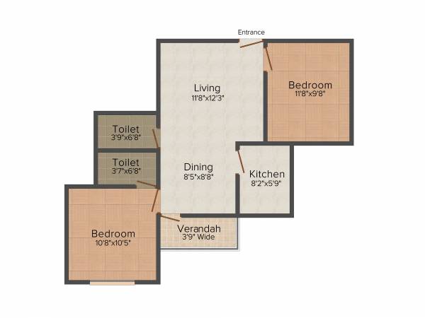 SD Rittika View (2BHK+2T (879 sq ft) 879 sq ft)