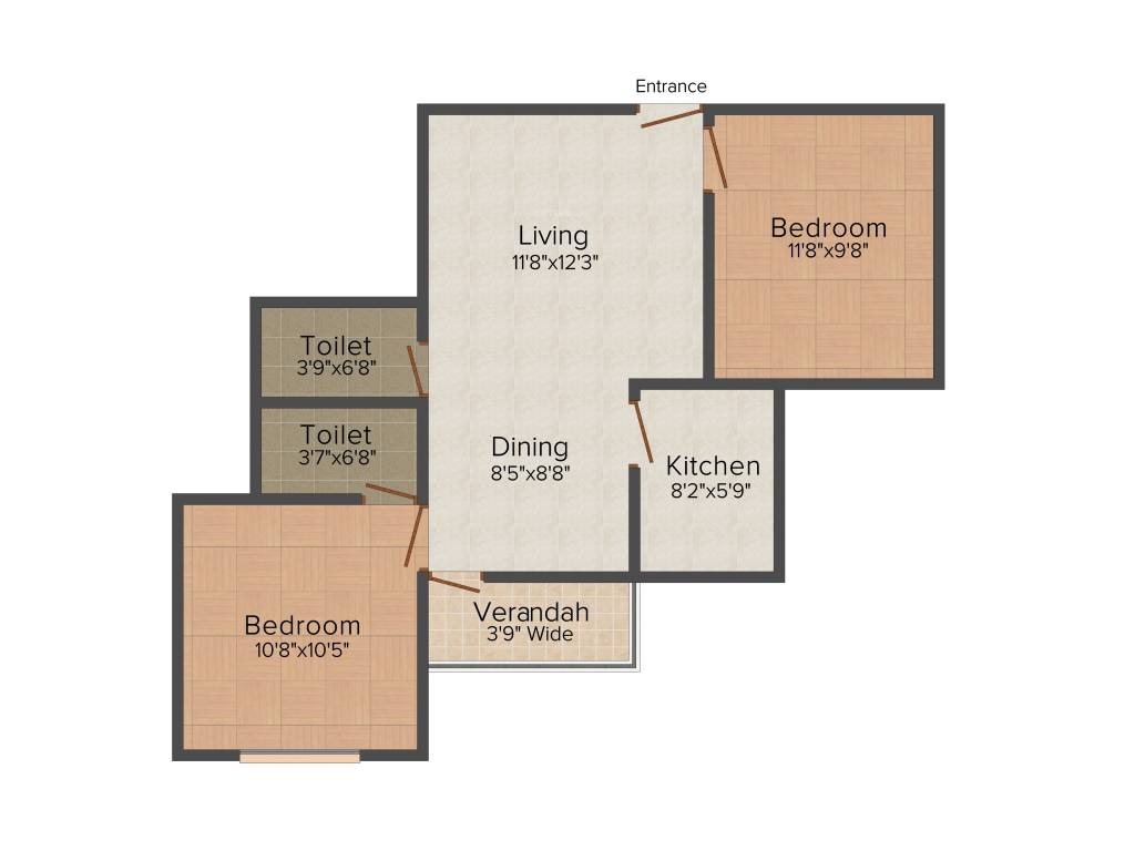 SD Rittika View (2BHK+2T (879 sq ft) 879 sq ft)