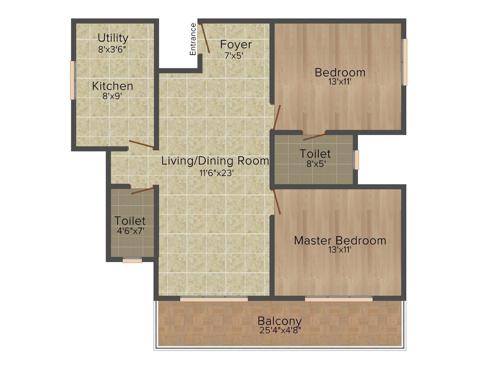 Suvastu Oak Leaf (2BHK+2T (1,266 sq ft) 1266 sq ft)