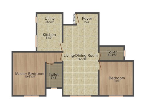 Suvastu Oak Leaf (2BHK+2T (1,084 sq ft) 1084 sq ft)