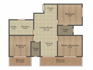 Suvastu Oak Leaf (3BHK+2T (1,455 sq ft) 1455 sq ft)