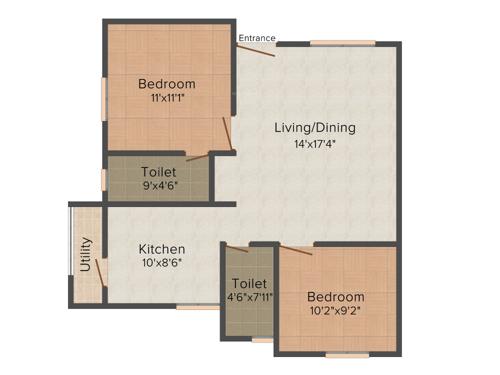 Vijaya KPT Vijaya Harmony (2BHK+2T (865 sq ft) 865 sq ft)