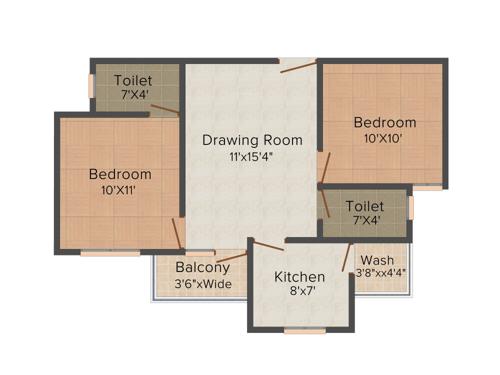 Chinarr Group Nest 2BHK+2T (741 sq ft)