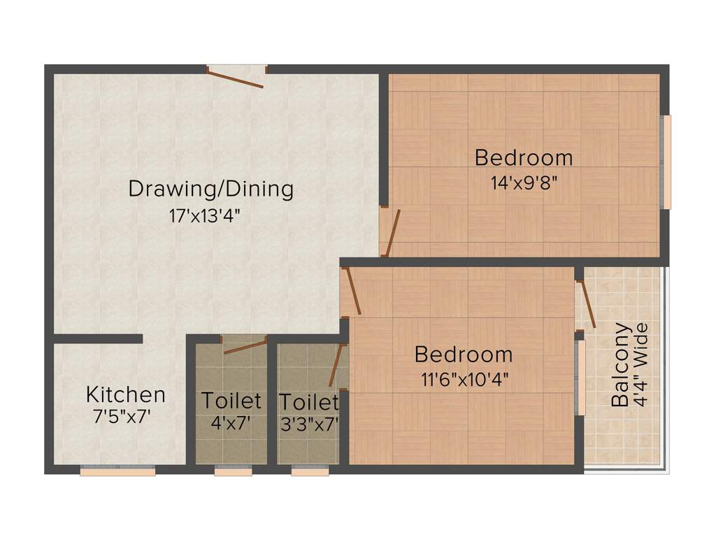 Bengal Abaas (3BHK+2T (1,370 sq ft) 1370 sq ft)
