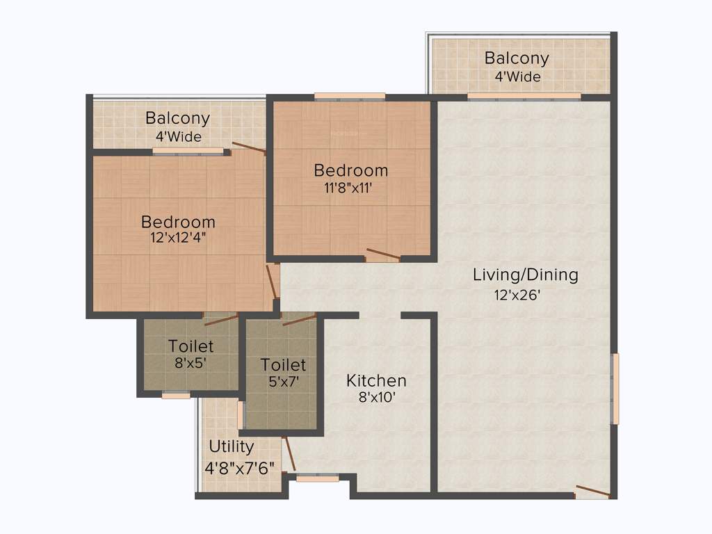 Dhruthi Tranquil Towers (2BHK+2T (1,240 sq ft) 1240 sq ft)