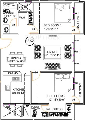 Sree Guru Vandana (2BHK+2T (1,142 sq ft) 1142 sq ft)