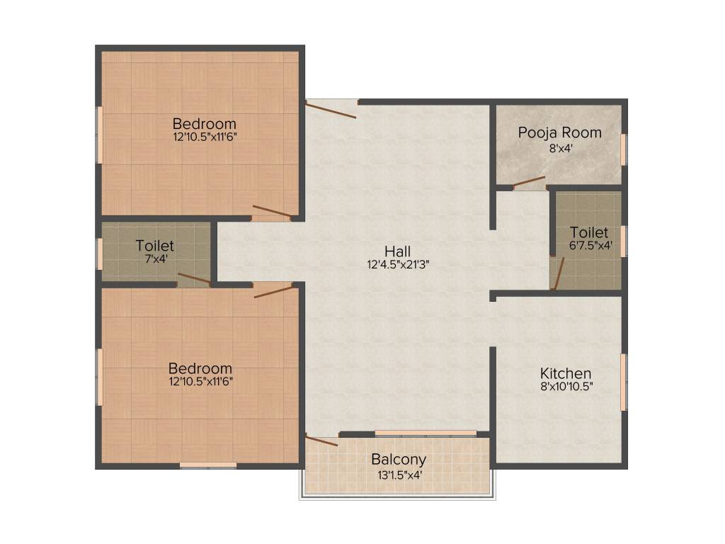 MS Cherry Tree (2BHK+2T (1,145 sq ft)   Pooja Room 1145 sq ft)