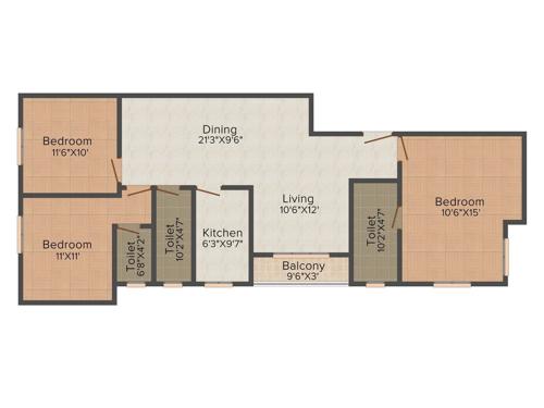 Capricorn Willows (3BHK+3T (1,455 sq ft) 1455 sq ft)