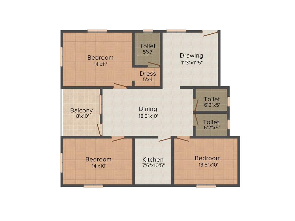 Srusti Mansion (3BHK+2T (1,491 sq ft) 1491 sq ft)